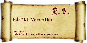 Réti Veronika névjegykártya
