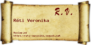 Réti Veronika névjegykártya